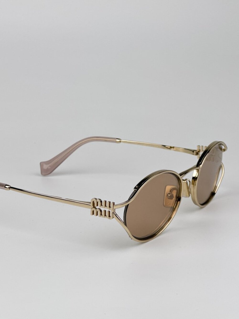 Miu Miu MU52YS ZVN20F BRAND NEW Sunglasses Pink Gold Mirror Silver Oval Unisex - Picture 8 of 14